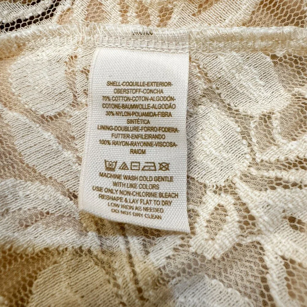 NWT Free People Miles‎ of Lace Mini Tank Dress in Ivory/Alabaster Women's Size S